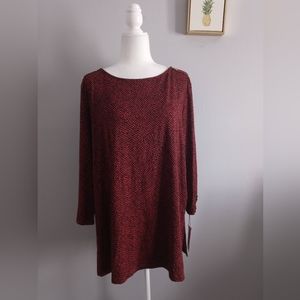 Liz Claiborne Women  Top Blouse  XXL Color brown with black  Nylon And Spandex